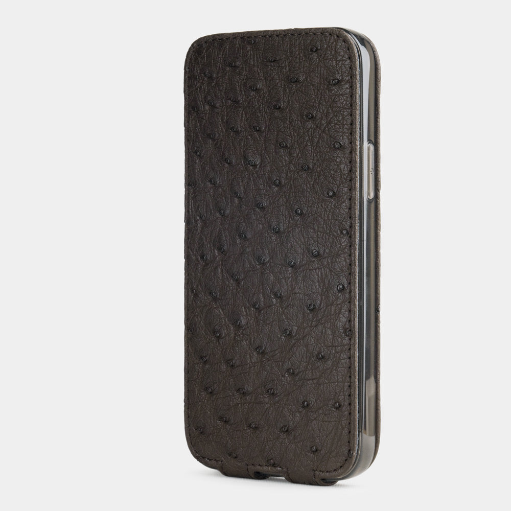 coque iPhone 12 pro max autruche brun