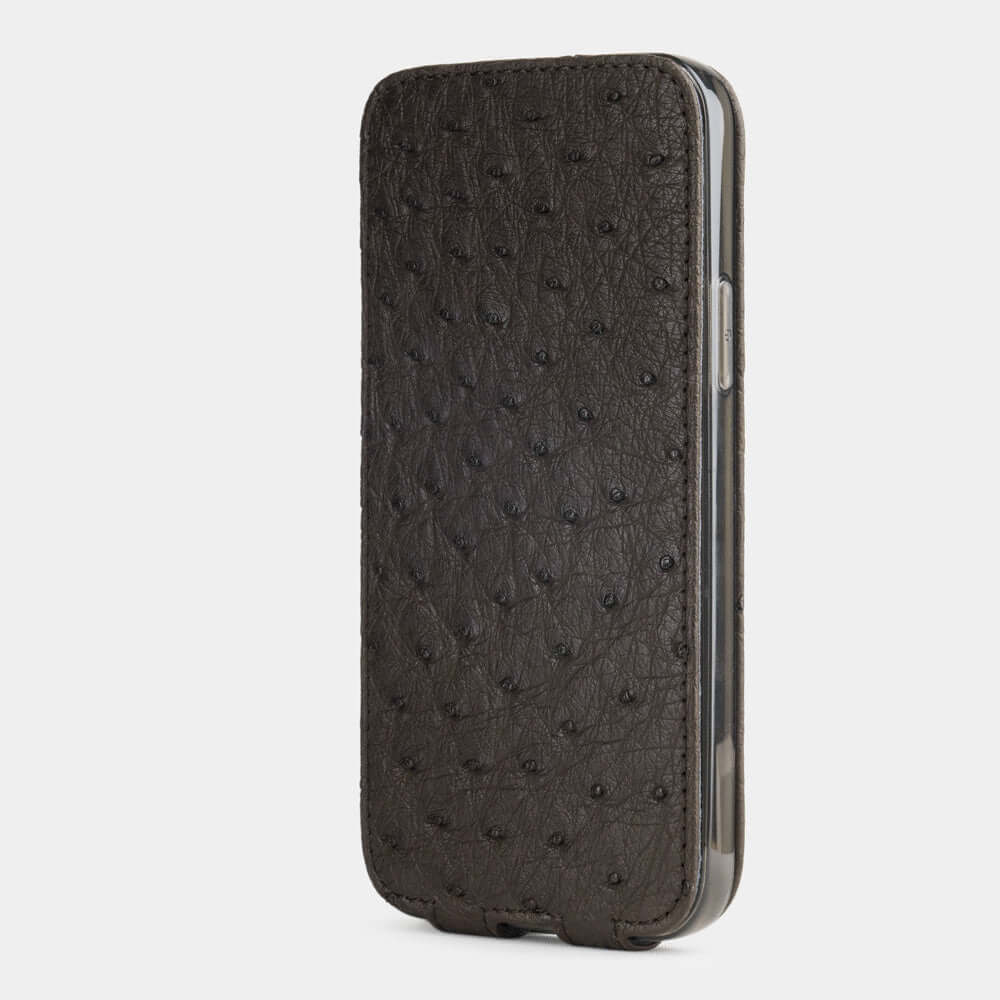 coque iPhone 12 pro max autruche brun