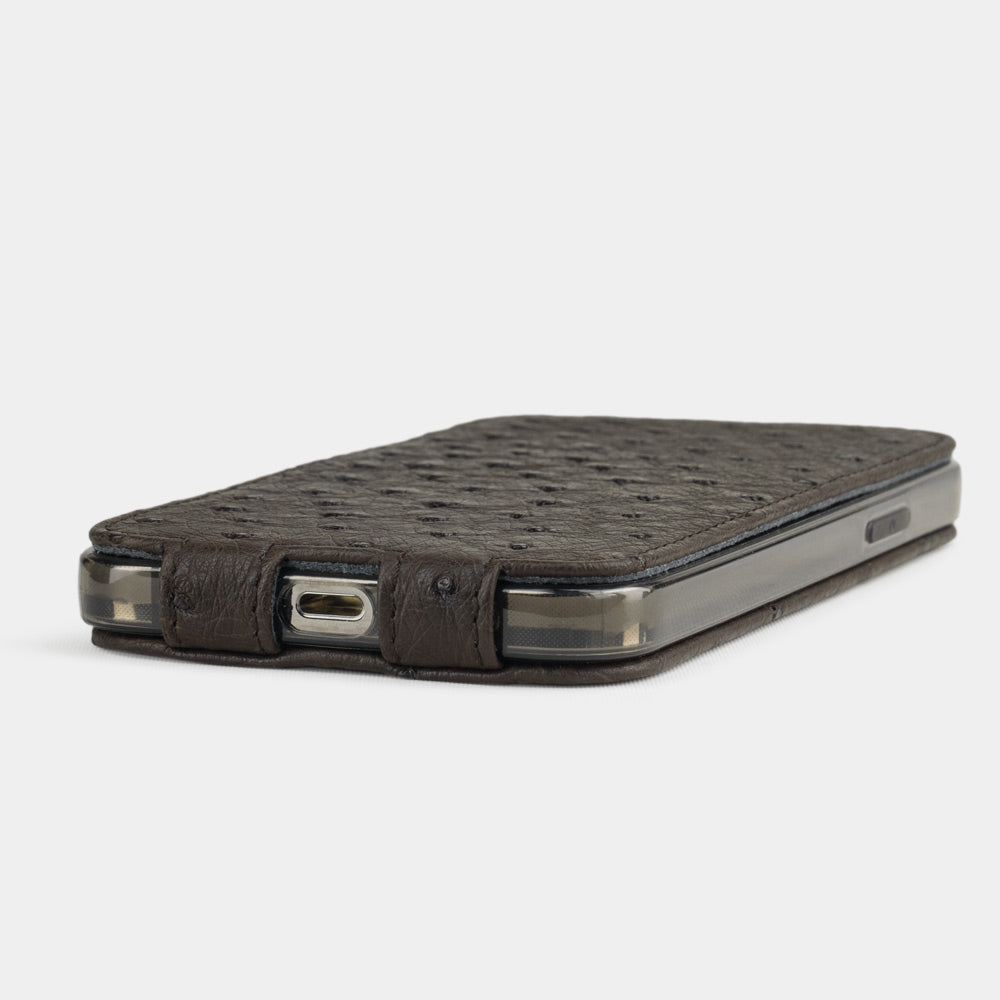 coque iPhone 12 pro max autruche brun