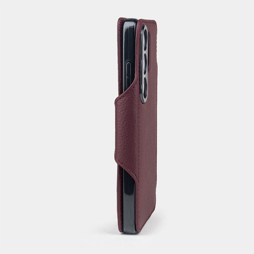 bordeaux leather Samsung S26 Ultra wallet cardholder case & magnetic flap - profile view