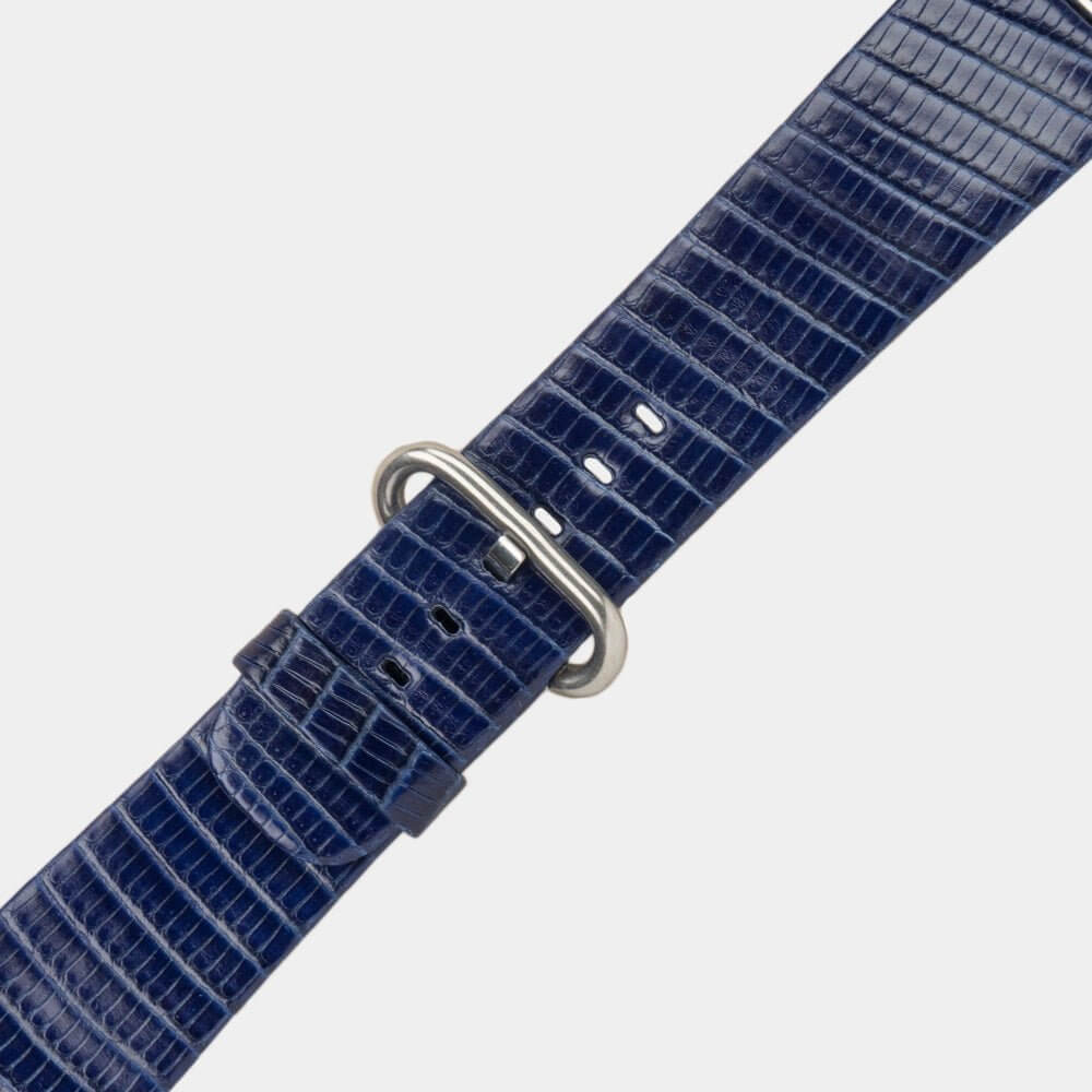 blue lizard strap apple watch steel adapters and buckle main view