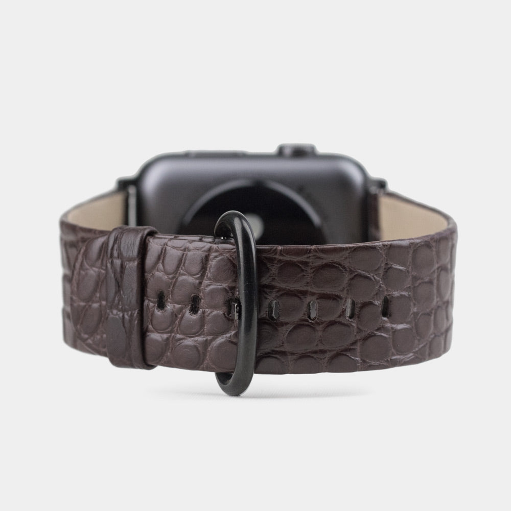 brown alligator band apple watch black adapters and buckle main view