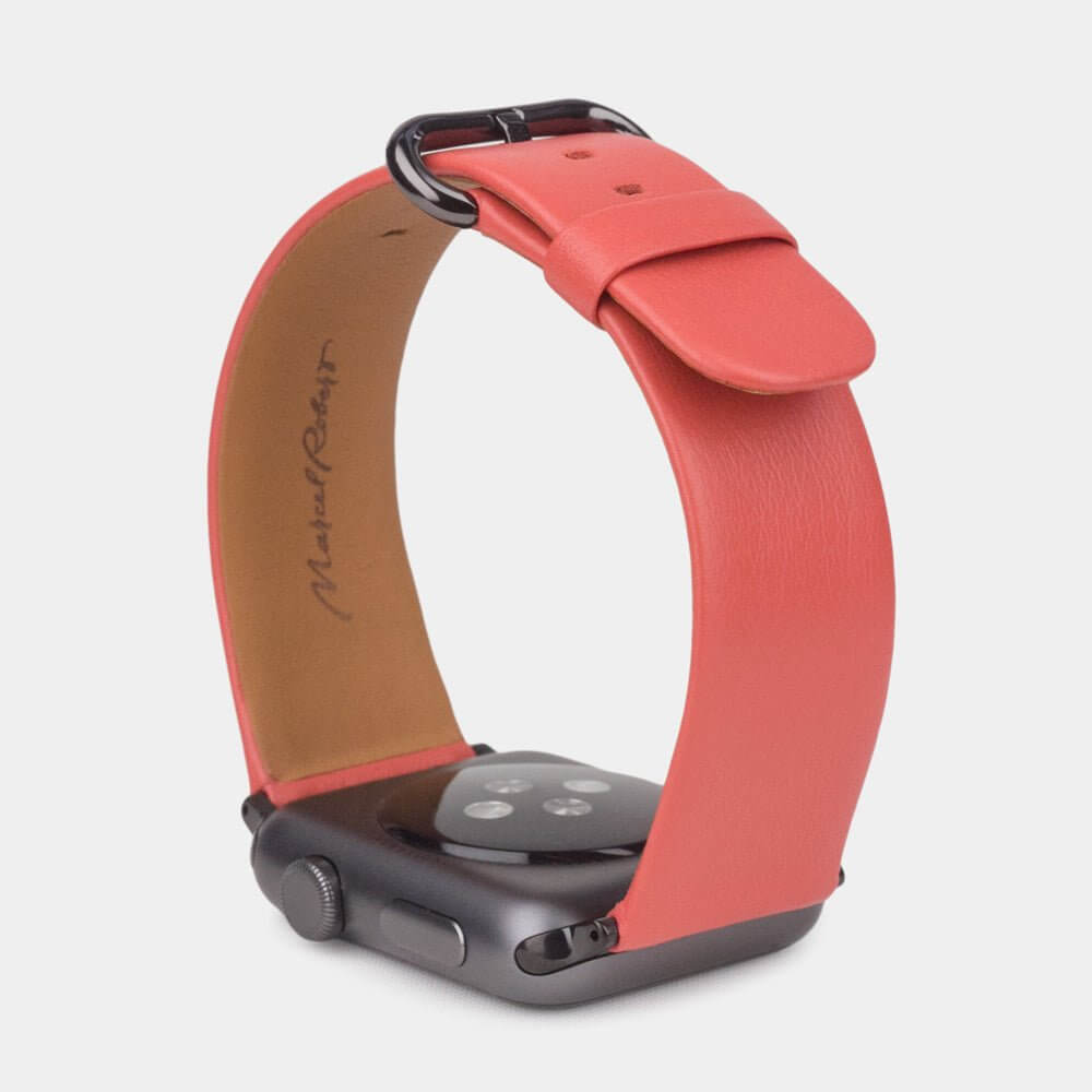 Calfskin Strap Apple Watch 45/46mm Red Coral | Marcel Robert - 9