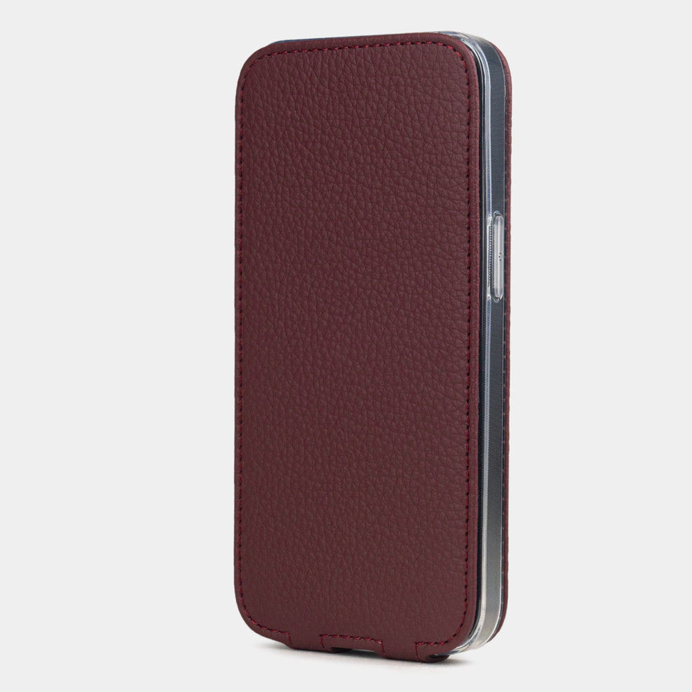Custodia a libro in pelle premium per iPhone 16E bordeaux