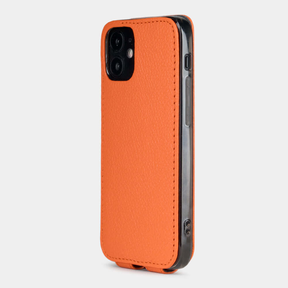 coque cuir iPhone 12 mini orange