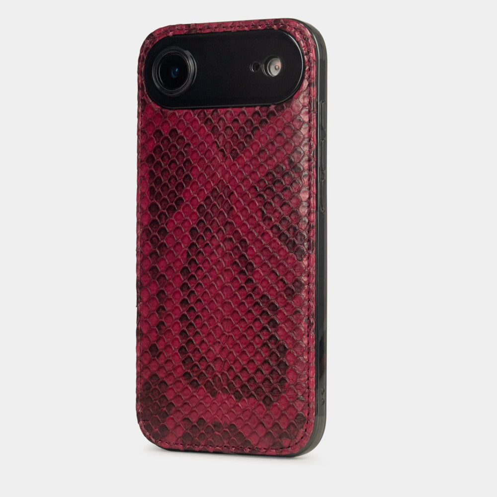Bordeaux Python Cover Case iPhone 17 Air blue - view from camera side and how the lenses are efficiently protected