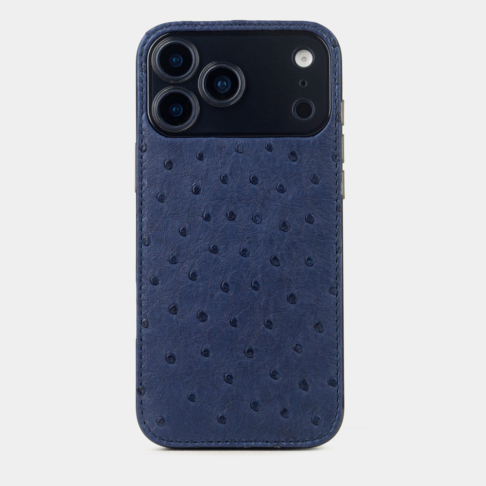 Custodia per iPhone 17 Pro Max blu struzzo