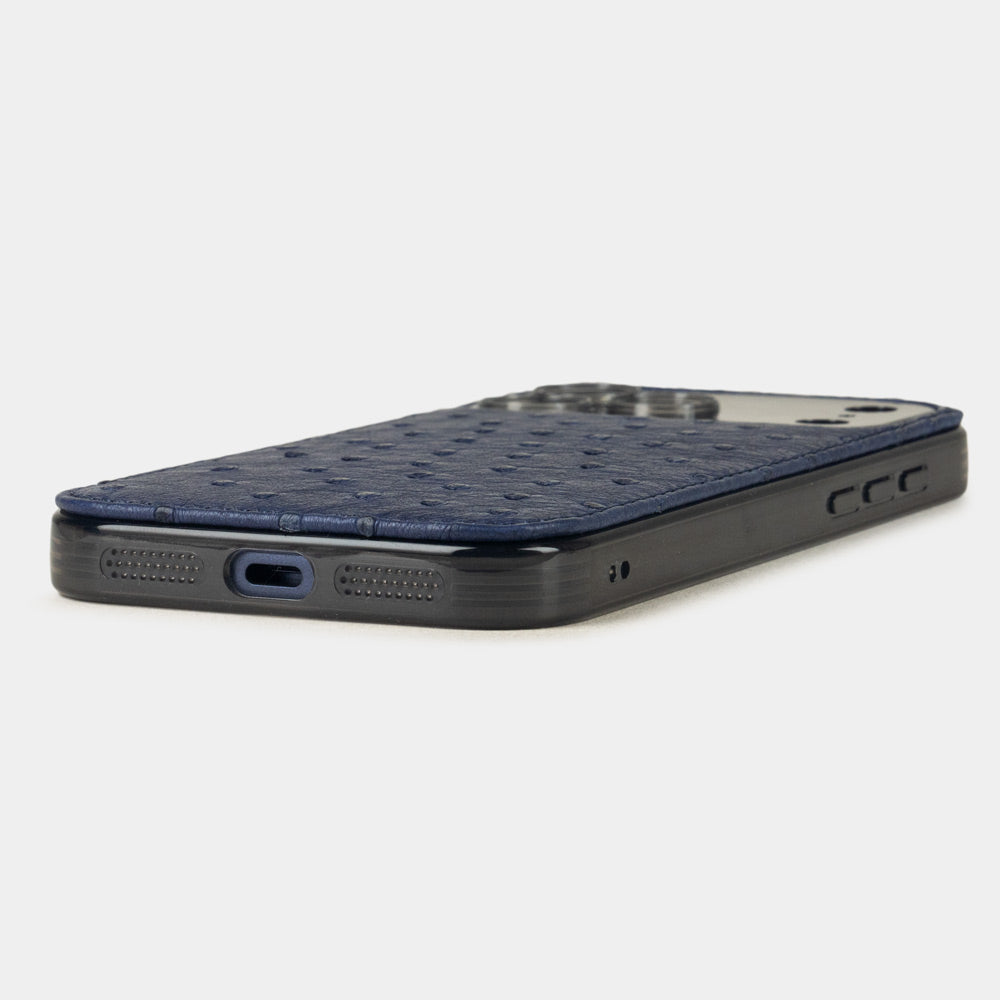 Custodia per iPhone 17 Pro Max blu struzzo
