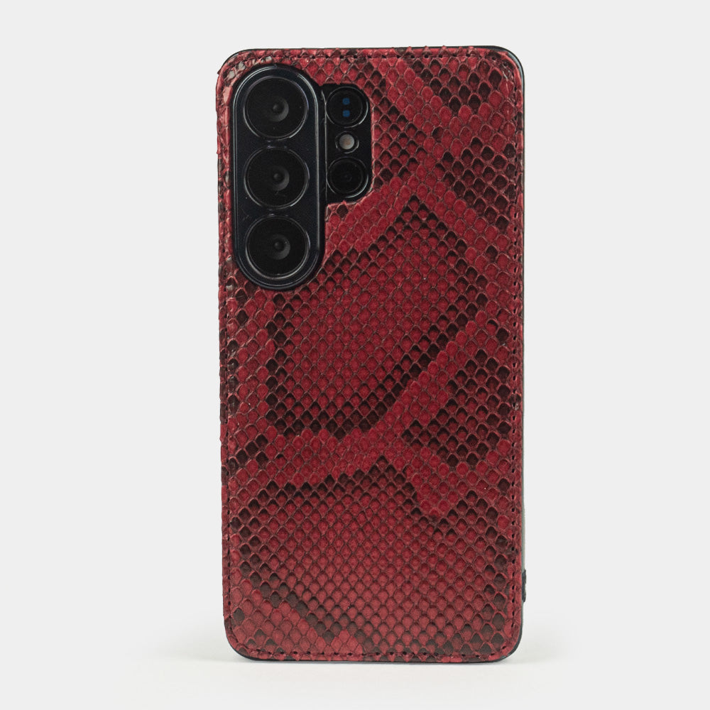 Bordeaux Python Cover Case Samsung S26 Ultra – luxury handmade with genuine python leather