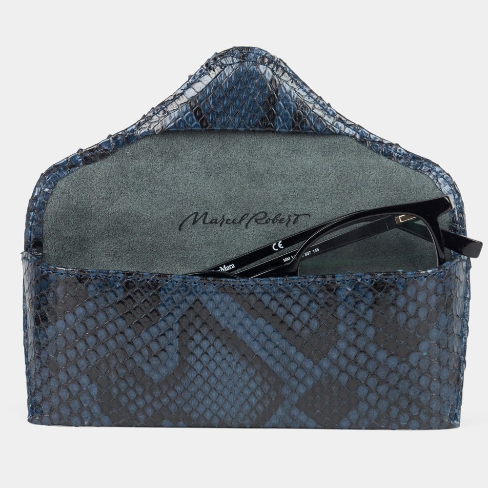 Casual Case for Glasses Blue Python Leather | Marcel Robert - 3