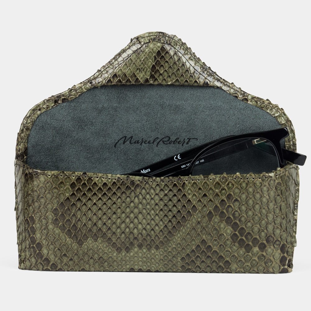 Glasses Case Casual Green Python Leather | Marcel Robert - 3