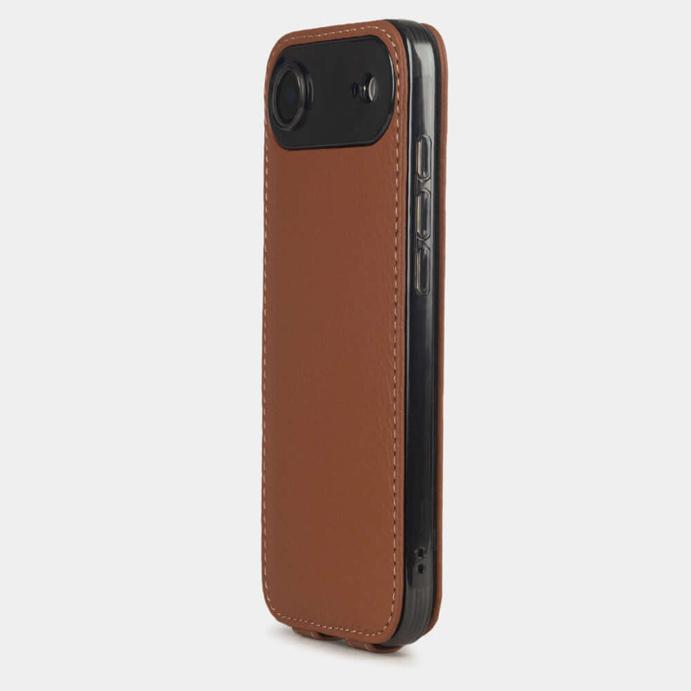 Gold Calfskin Case iPhone 17 Air - view from camera side and how the lenses are efficiently protected