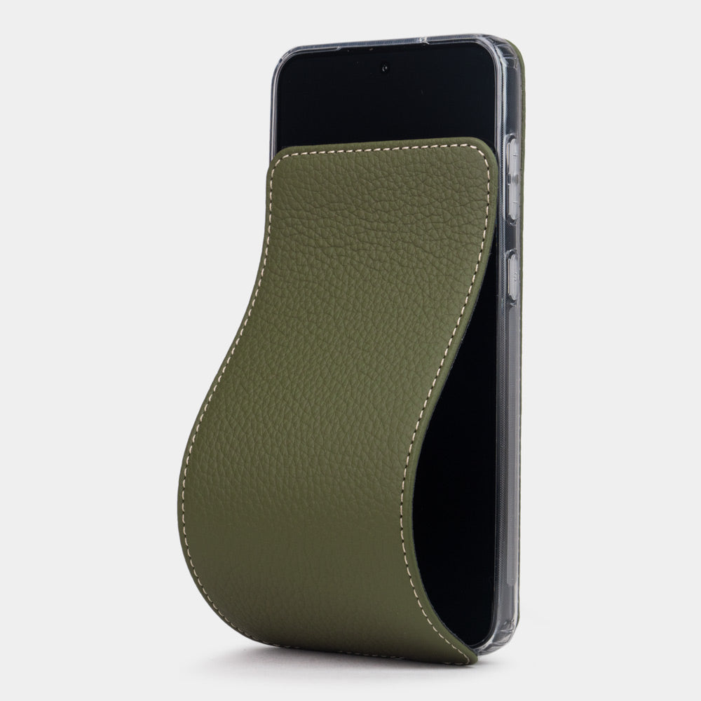 Samsung S23 Hülle klappbar Leder grün Premium