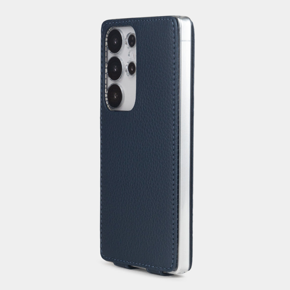 blue leather flip case Samsung S26 Ultra slim back with built-in MagSafe and precise camera cutouts
