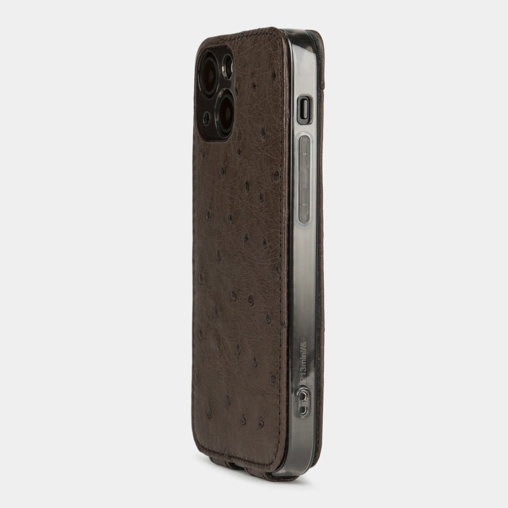 iPhone 13 mini case ostrich leather – slim magnetic flip case
