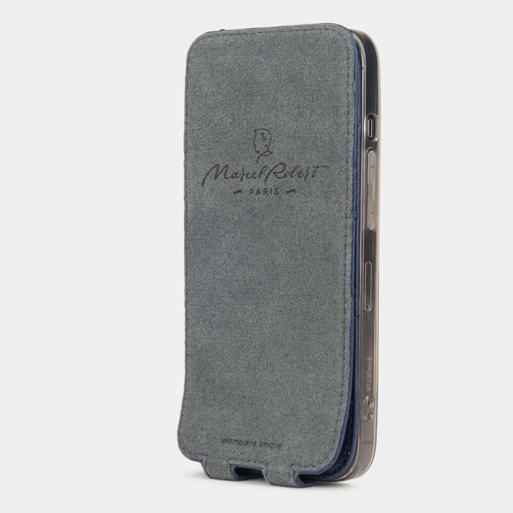 Blue Ostrich Leather Case iPhone 14 Pro Max | Marcel Robert - 3