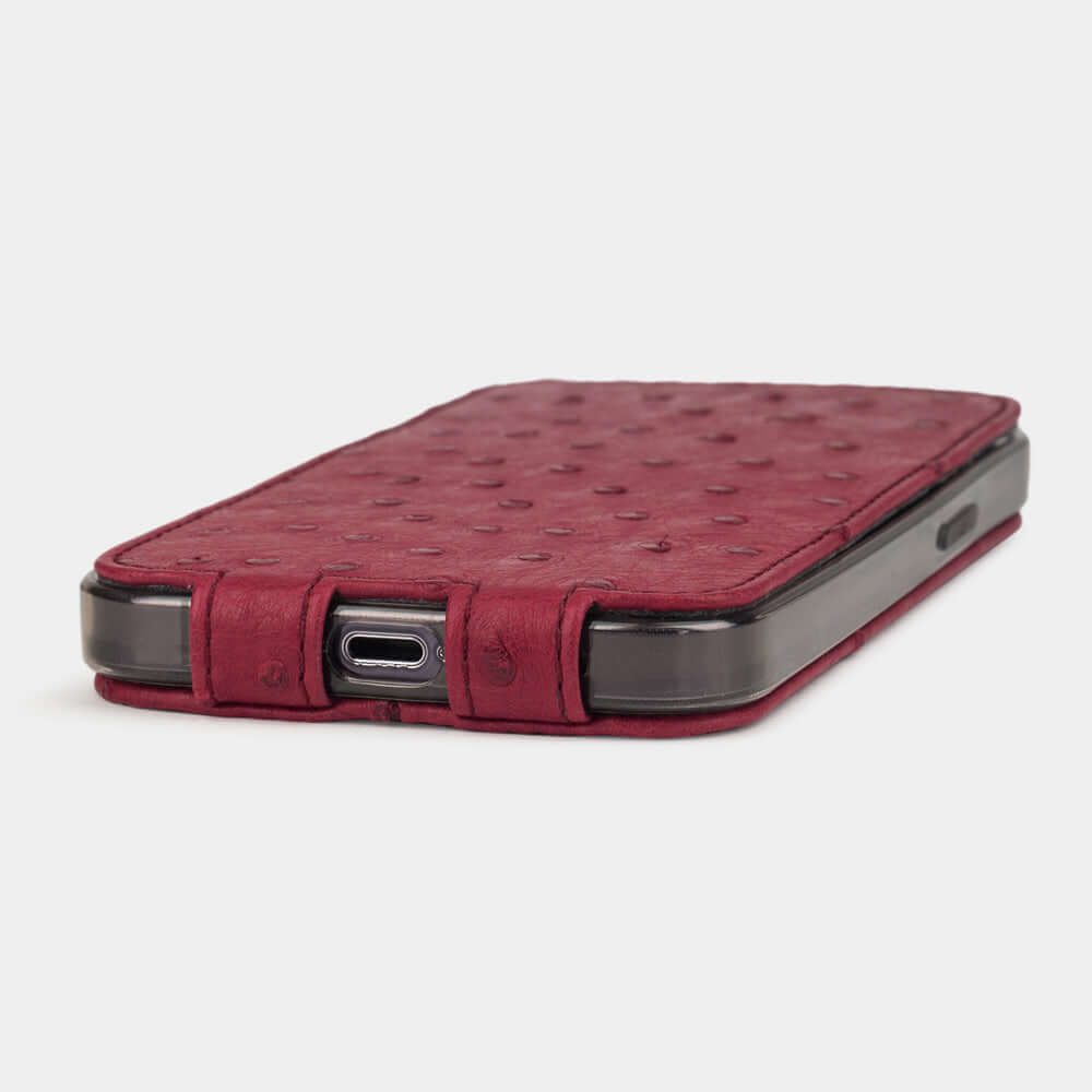 Ostrich Leather Case iPhone 13 Pro Max Fuchsia | Marcel Robert - 5