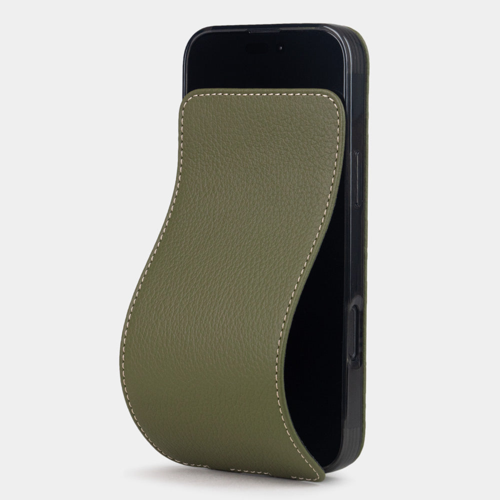 Leder iPhone 17 Pro Hülle Grün Kalbsleder – MagSafe