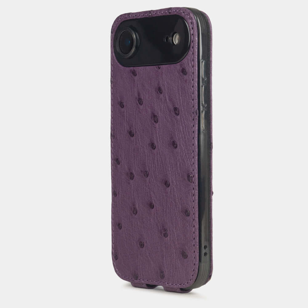 Purple Ostrich Case iPhone 17 Air - view from camera side and how the lenses are efficiently protected
