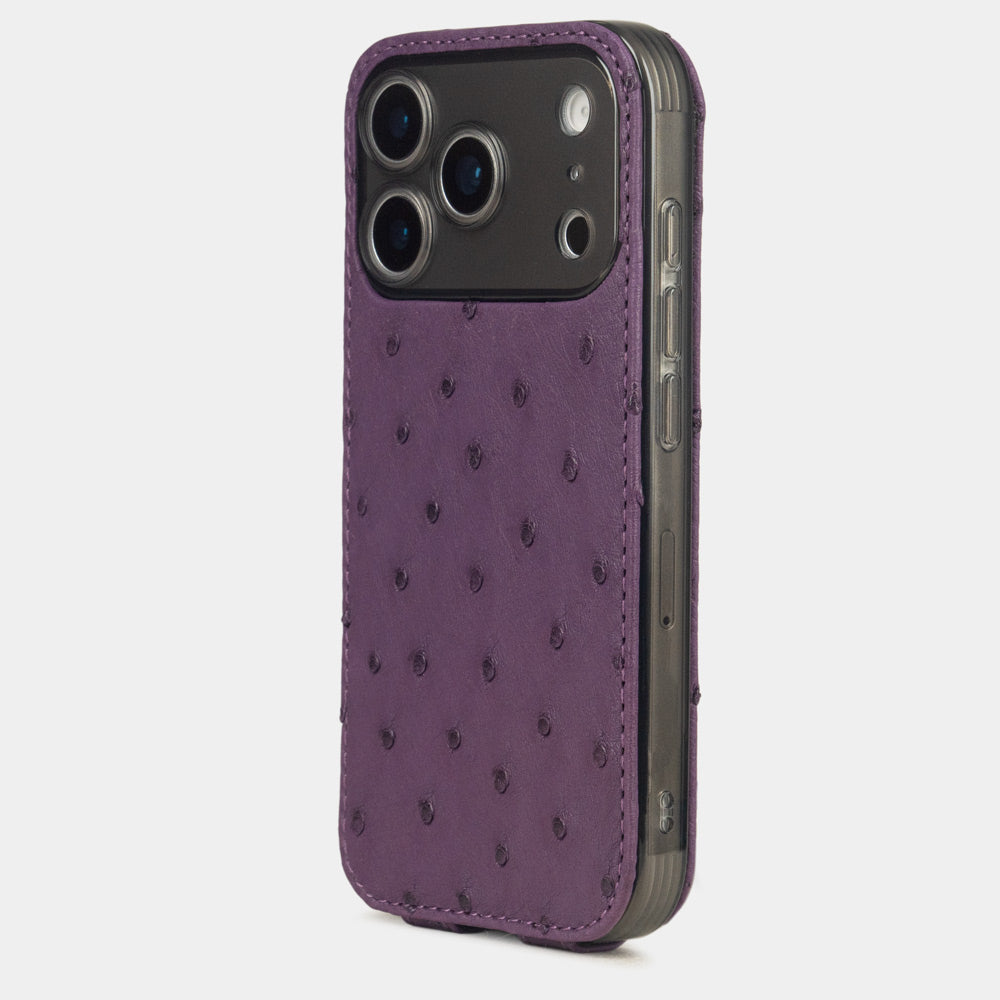 iPhone 17 Pro Max Purple Ostrich Leather Case