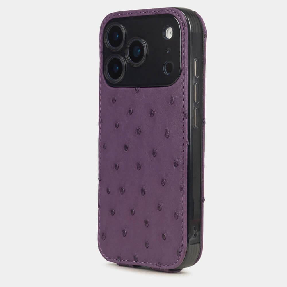 Purple Ostrich Case iPhone 17 Pro Max blue - view from camera side and how the lenses are efficiently protected