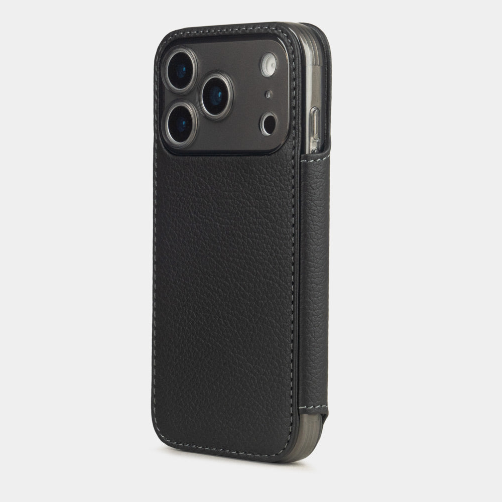 iPhone 17 Pro Max Black Leather Wallet Case