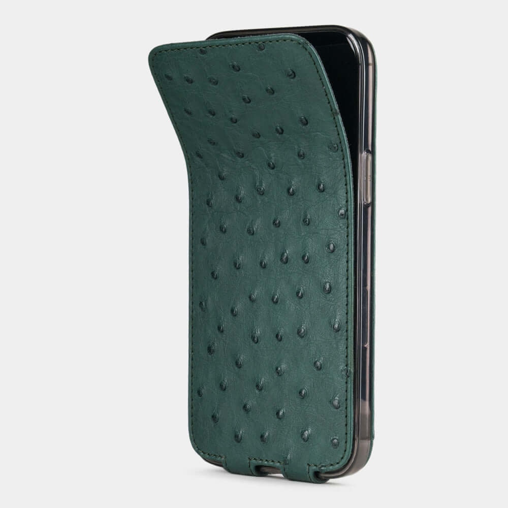 Genuine Ostrich iPhone 12 Pro Max Case Green | Marcel Robert - 1