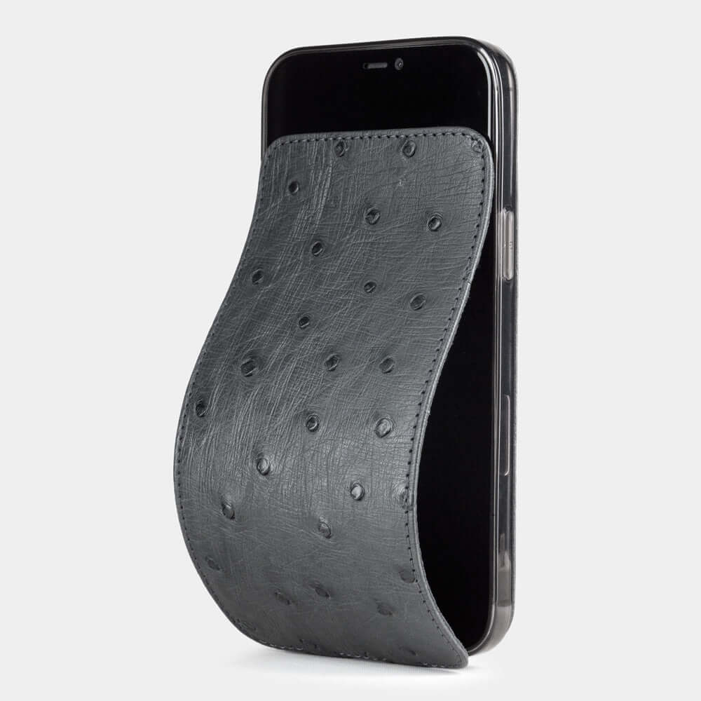 Ostrich Leather Case iPhone 12 Pro Max Grey | Marcel Robert - 0