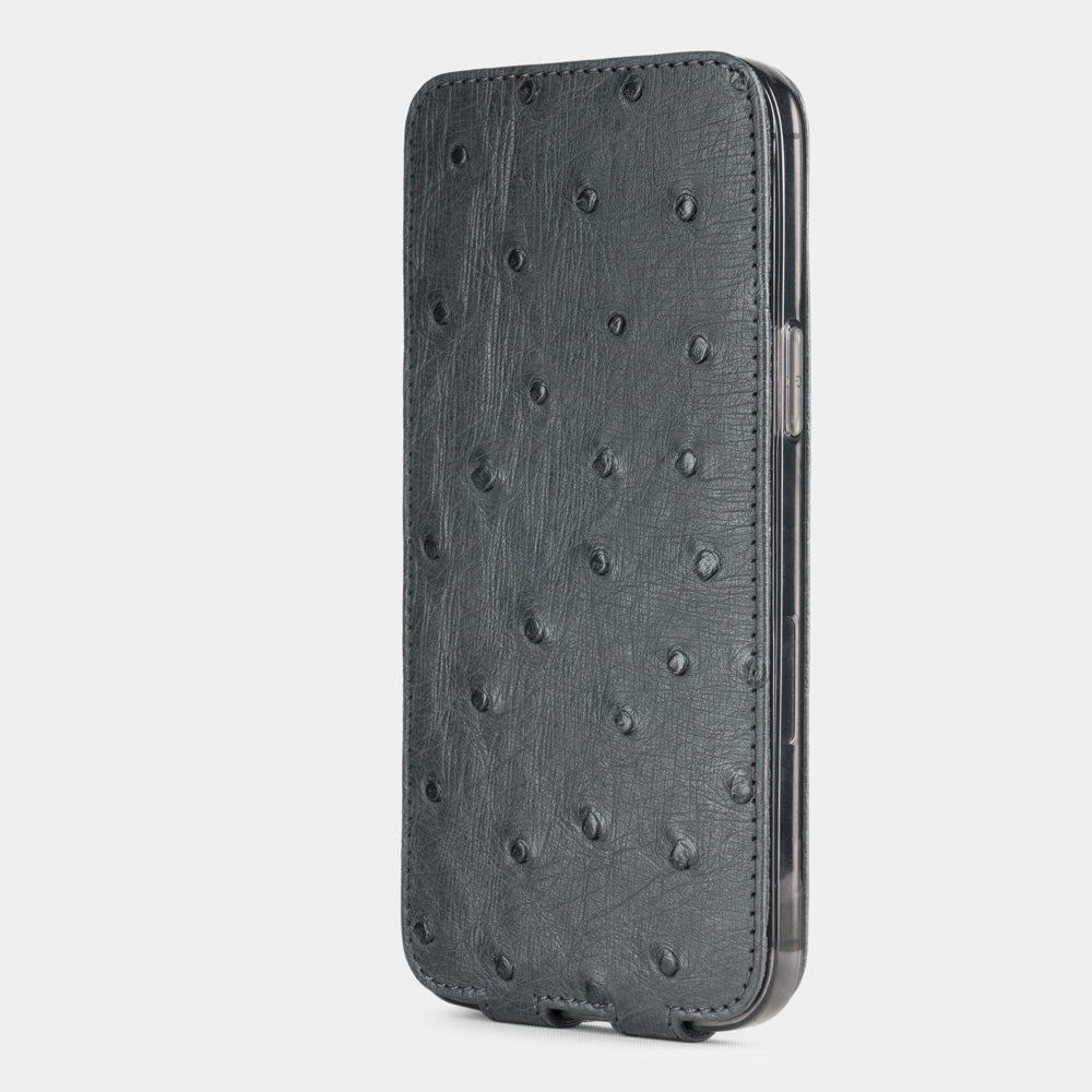 Ostrich Leather Case iPhone 12 Pro Max Grey | Marcel Robert - 2