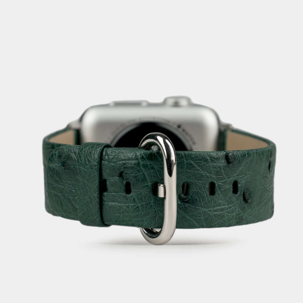 Ostrich Leather Strap Apple Watch 45/46mm Green | Marcel Robert - 0