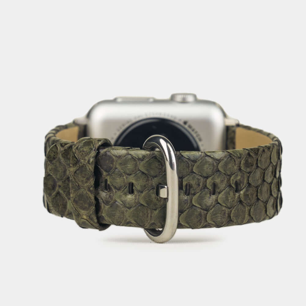 green python band apple watch with steel adapters and buckle main image