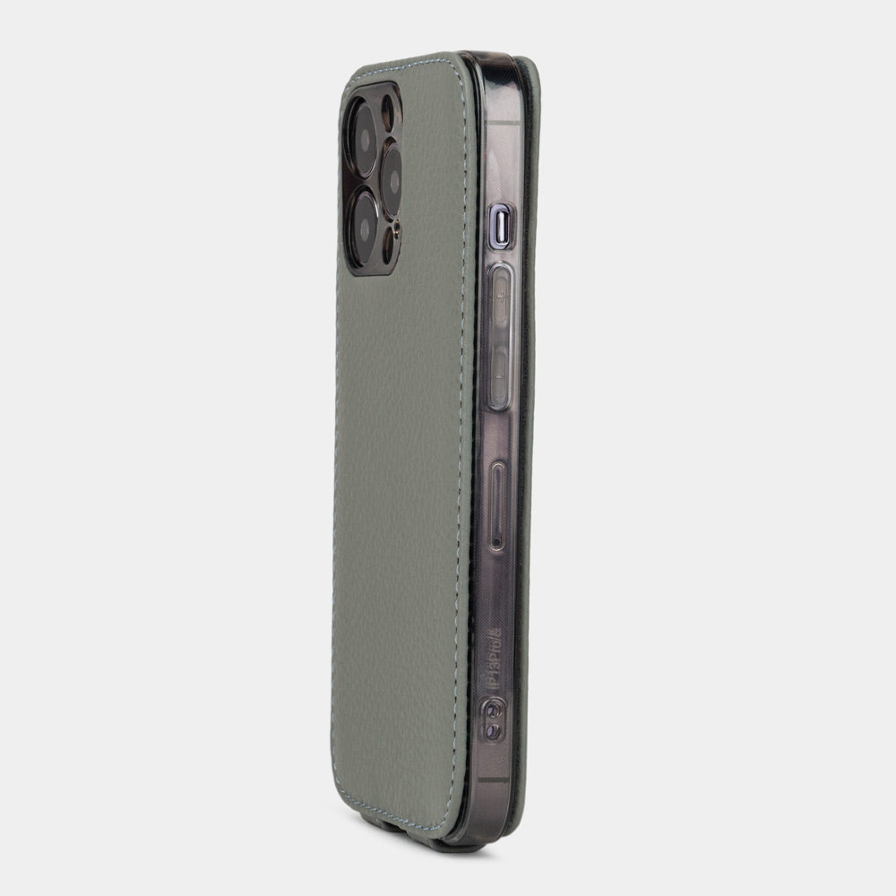 iPhone 15 Grey Calfskin Case – MagSafe Flip