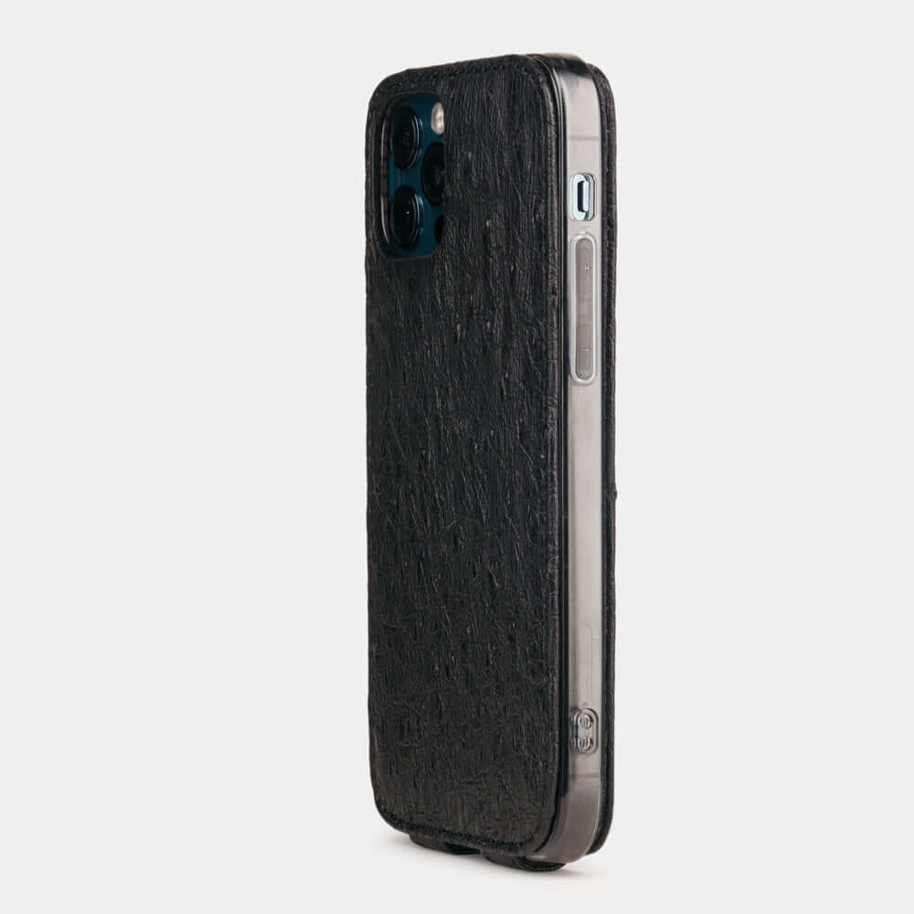 Ostrich Leather Case iPhone 12 Pro Max Black | Marcel Robert - 1