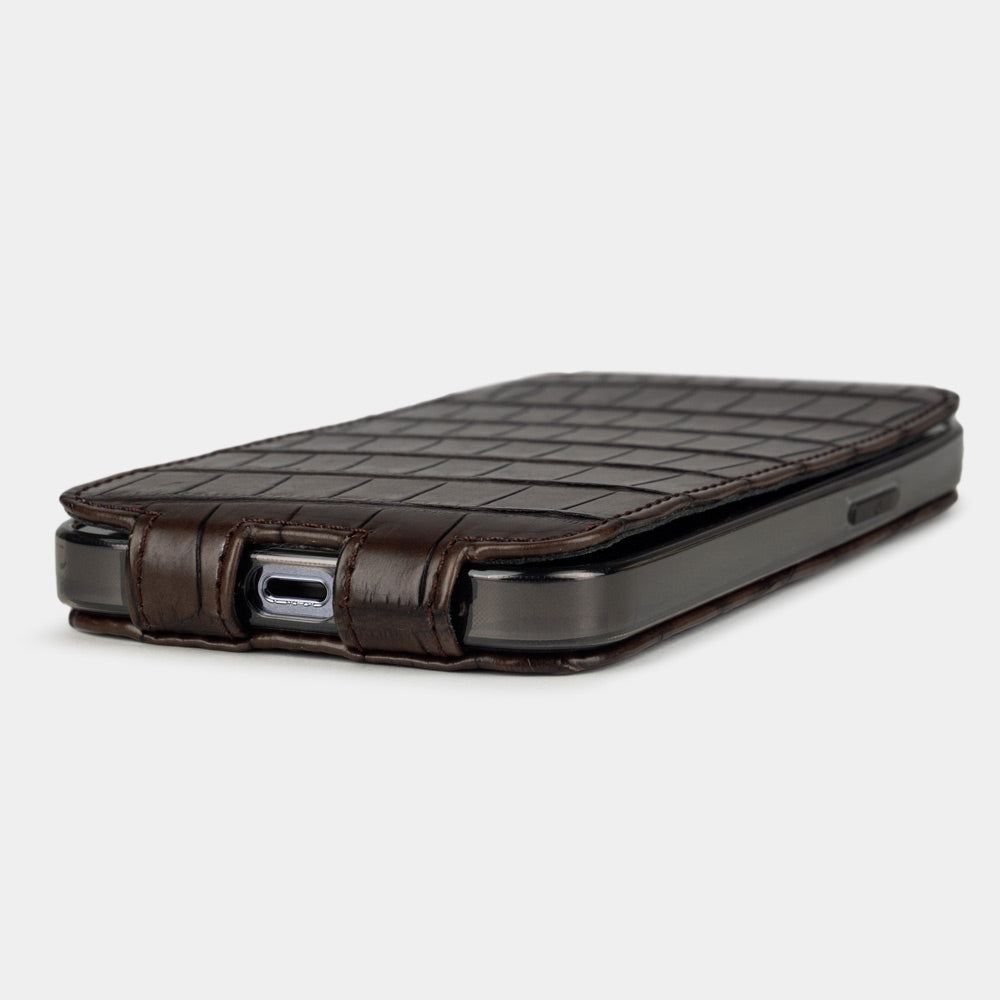Alligator Flip Case iPhone 13 Pro Brown | Marcel Robert - 4