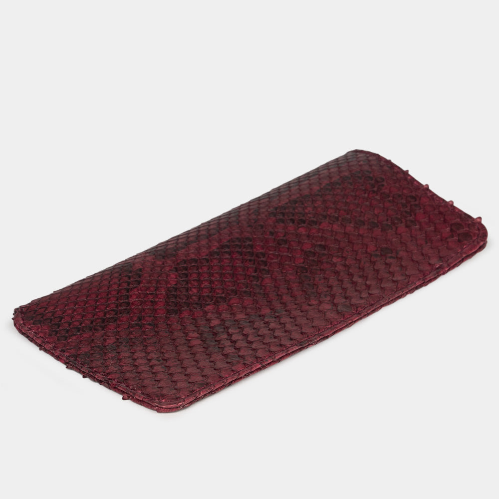 Soft Leather Pocket Glasses Pouch Python Dark Red | Marcel Robert - 3
