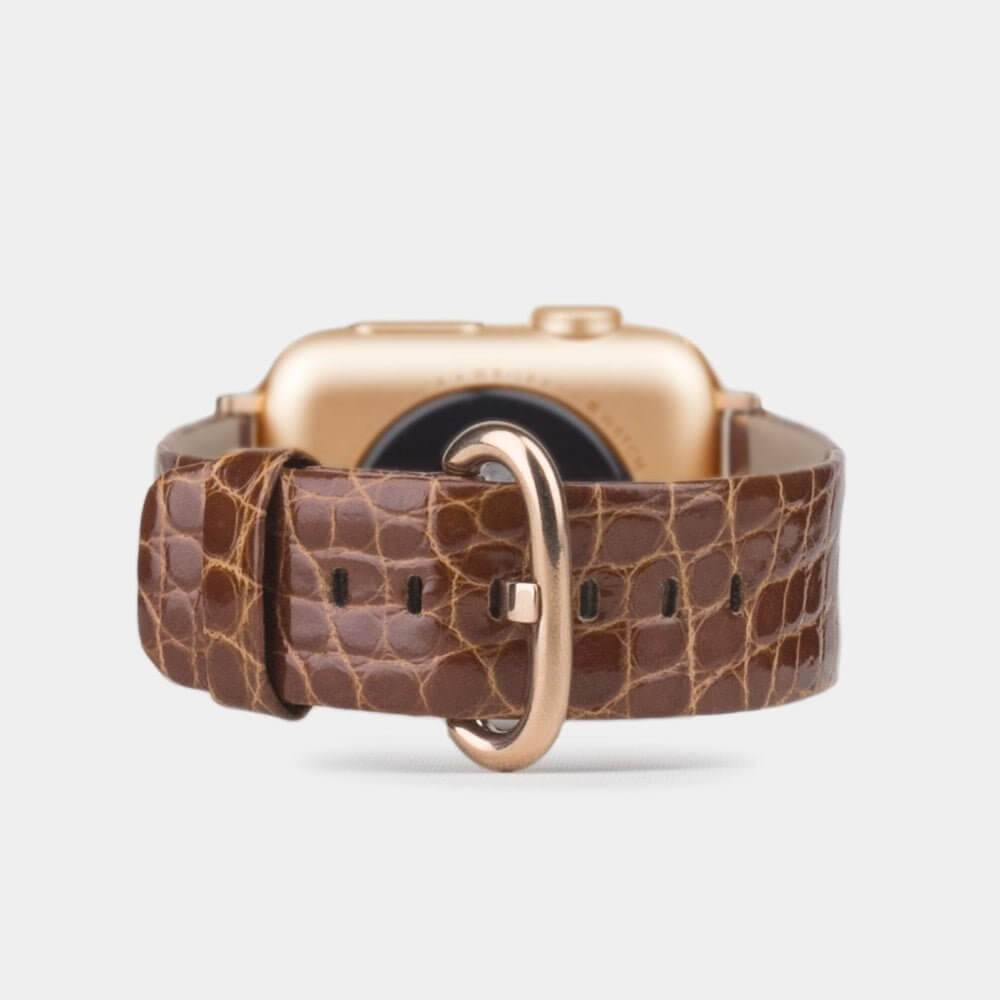 Alligator Shiny Strap Apple Watch 45/46mm Gold | Marcel Robert - 7