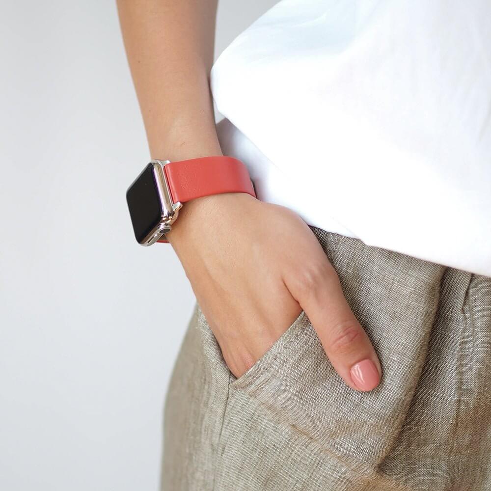 Calfskin Strap Apple Watch 45/46mm Red Coral | Marcel Robert - 5