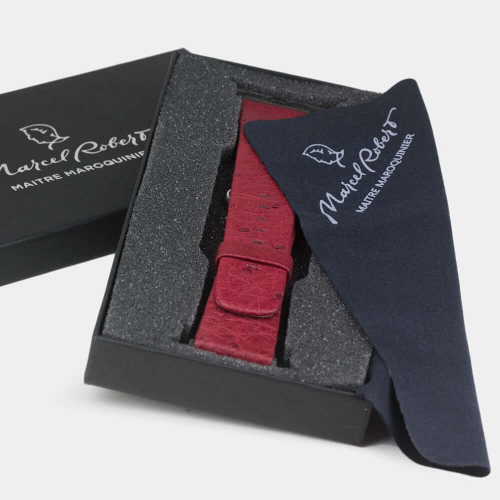 Ostrich Leather Strap Apple Watch 41/42mm Rose | Marcel Robert - 4