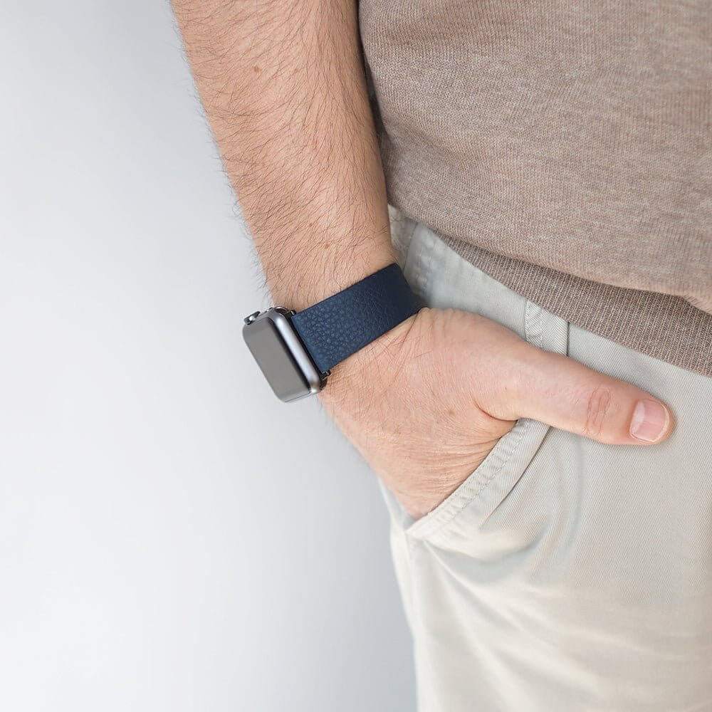 Strap Apple Watch 45/46mm Leather Blue | Marcel Robert - 0