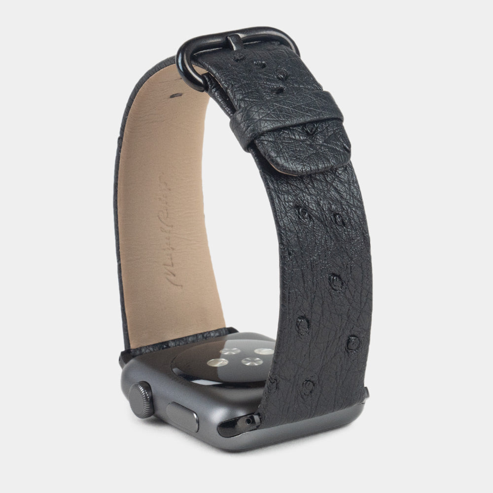 Premium Ostrich Strap Apple Watch 41/42mm Black | Marcel Robert - 4