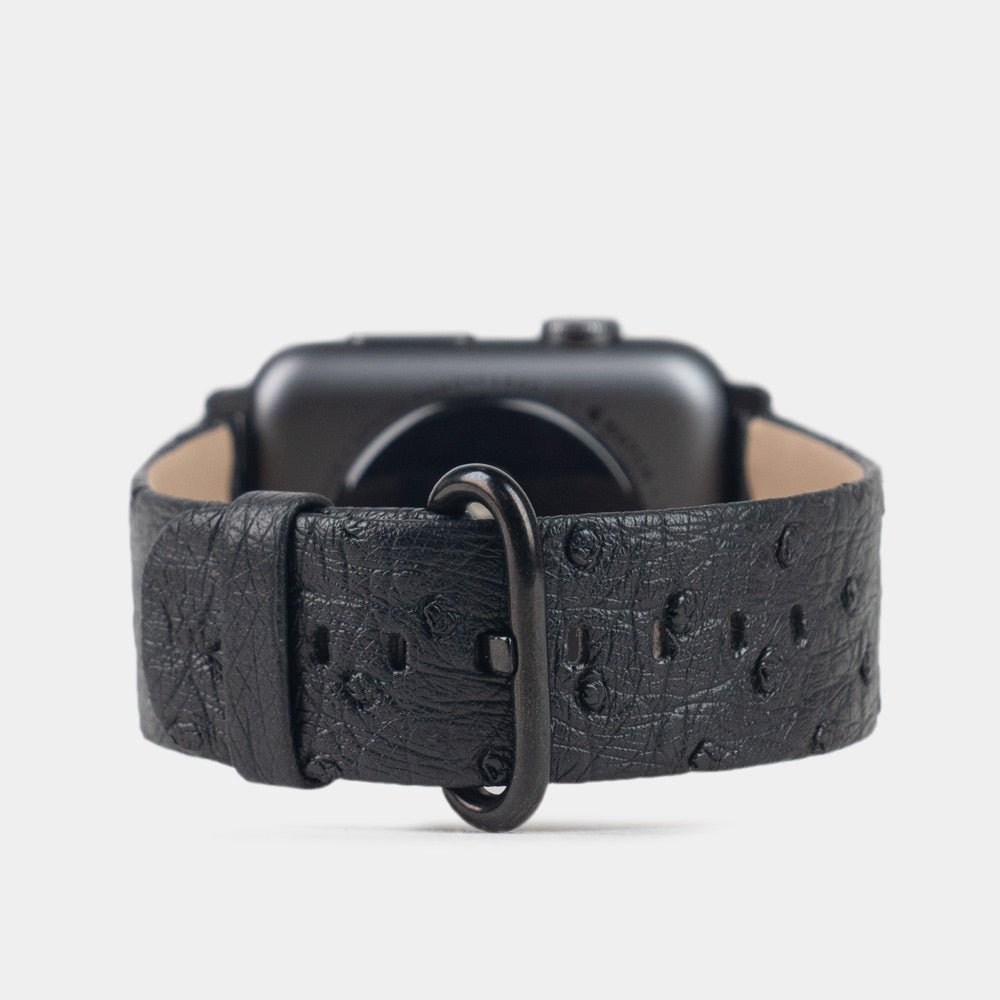 Premium Ostrich Strap Apple Watch 41/42mm Black | Marcel Robert - 1