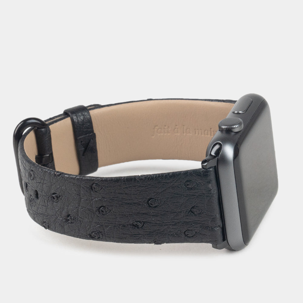 Premium Ostrich Strap Apple Watch 41/42mm Black | Marcel Robert - 3