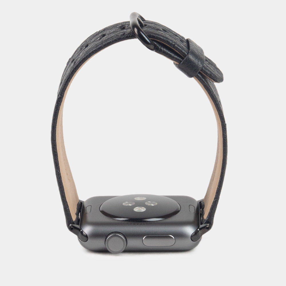 Premium Ostrich Strap Apple Watch 41/42mm Black | Marcel Robert - 5