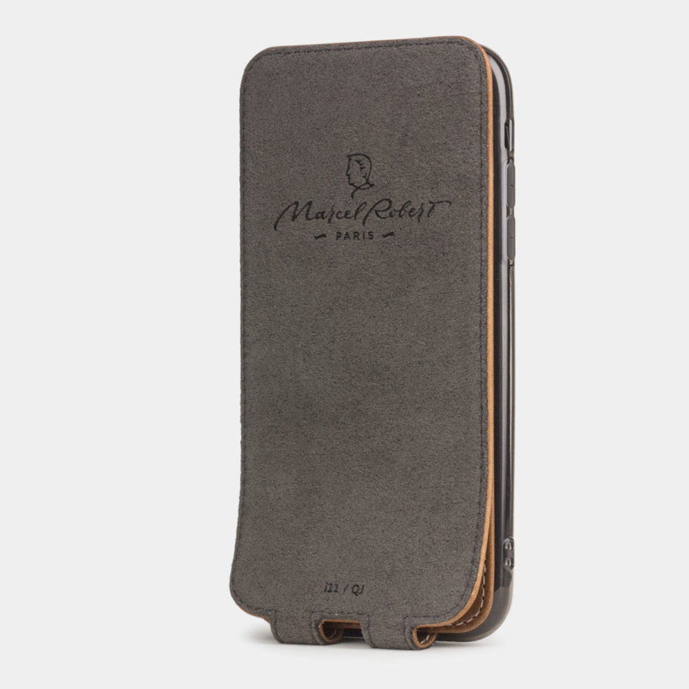 Custodia iPhone 11 Pro Max pelle di vitello cuoio vintage — cover a ribalta magnetica fatta a mano Marcel Robert