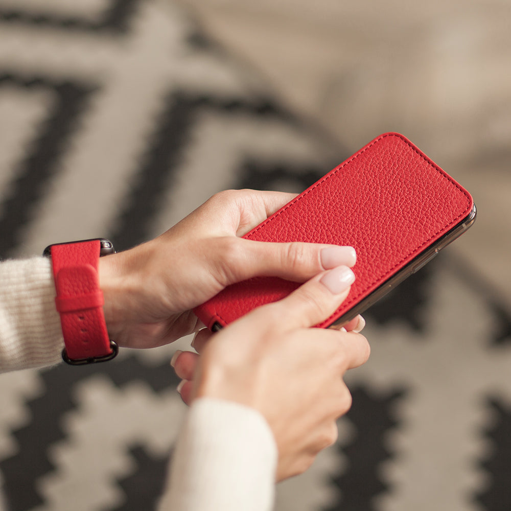 iPhone 11 Hülle Rot Kalbsleder – Echtleder Flip