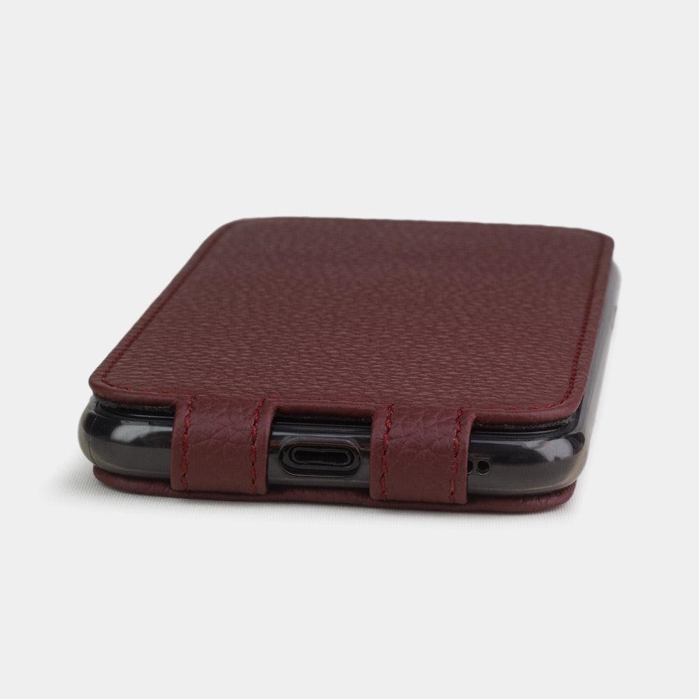 iPhone 11 Pro Bordeaux Leather Flip Case – Magnetic Cover