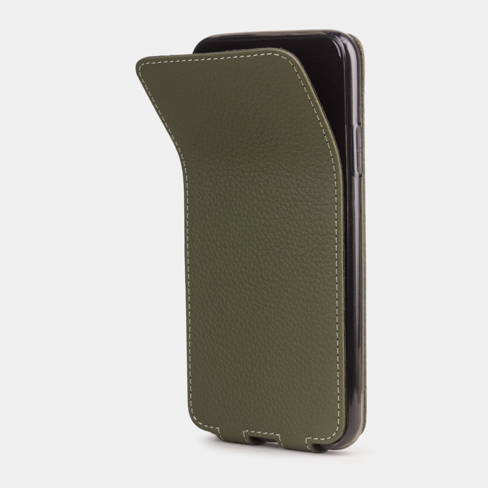 iPhone 11 Pro Green Calfskin Flip Case – Magnetic Cover