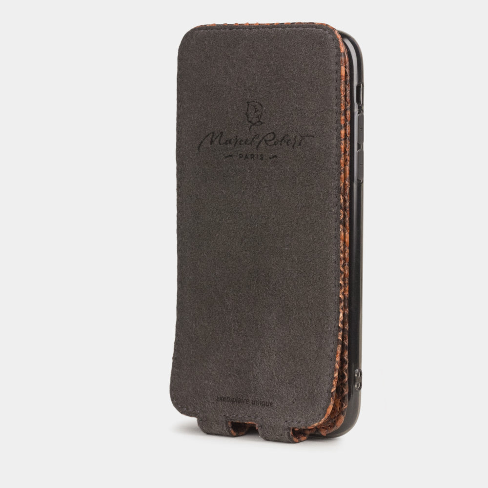 iPhone 11 Pythonleder-Hülle Gold — handgefertigte magnetische Klapphülle Marcel Robert