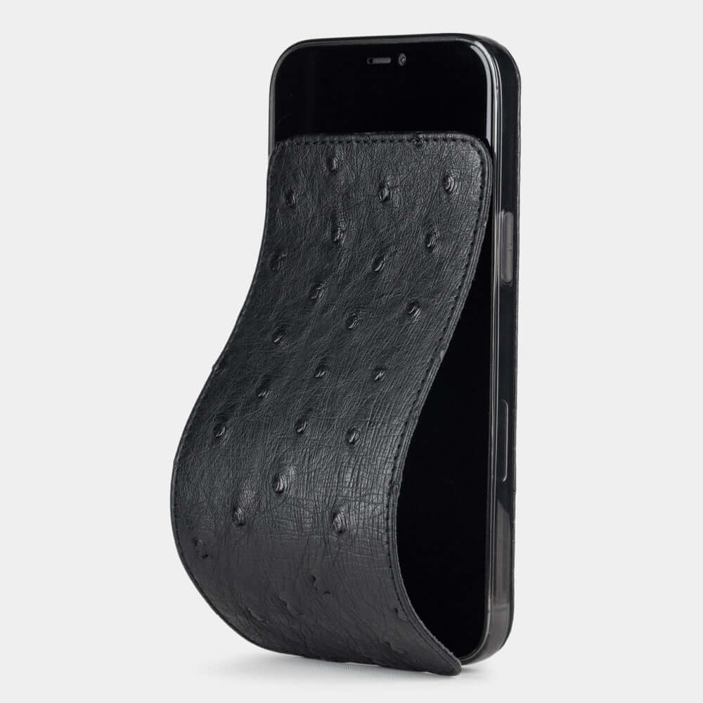 Ostrich Leather Case iPhone 12 Pro Max Black | Marcel Robert - 0