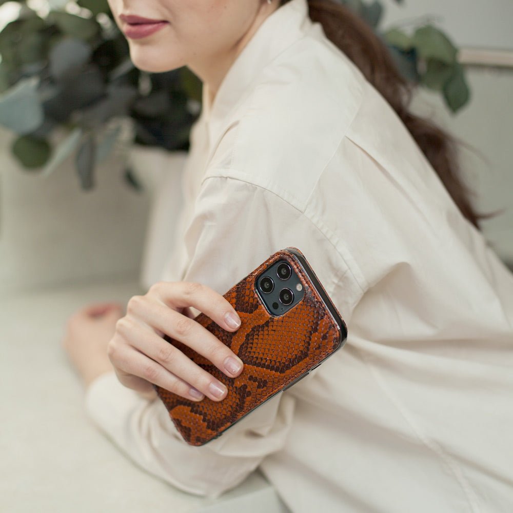 Python Leather Case iPhone 13 Pro Gold | Marcel Robert - 0